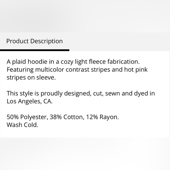 Sundry Plaid Hooded Top with Striped Sleeve Size XL - Picture 9 of 9